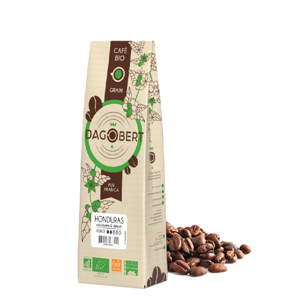 Les Cafés Dagobert -- Café Honduras 100% arabica, bio et équitable - grains (origine Honduras) - 500 g
